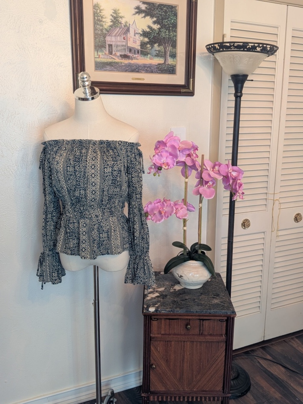 Sweet As Aztec Women's Off The Shoulder Long Sleeve Top by Savanna Jane Medium